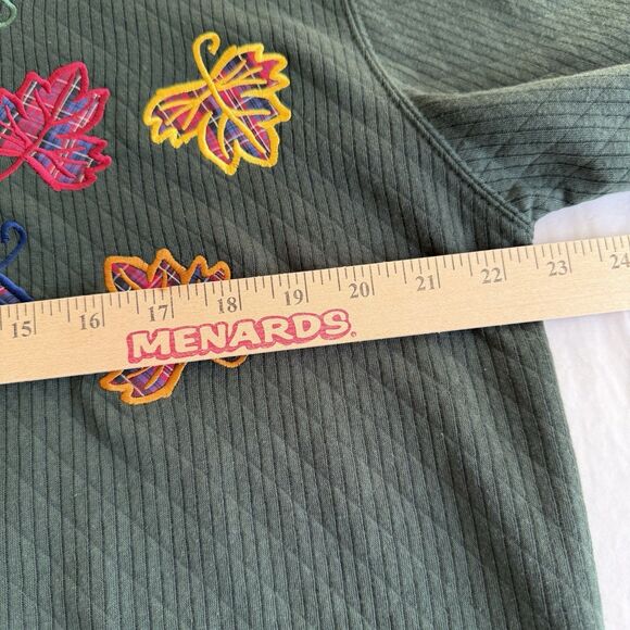 Vtg Baxter and Wells  PETITE Autumn Leaves 1/4 Zip Sweatshirt Sz PL Embroidered - Picture 7 of 9